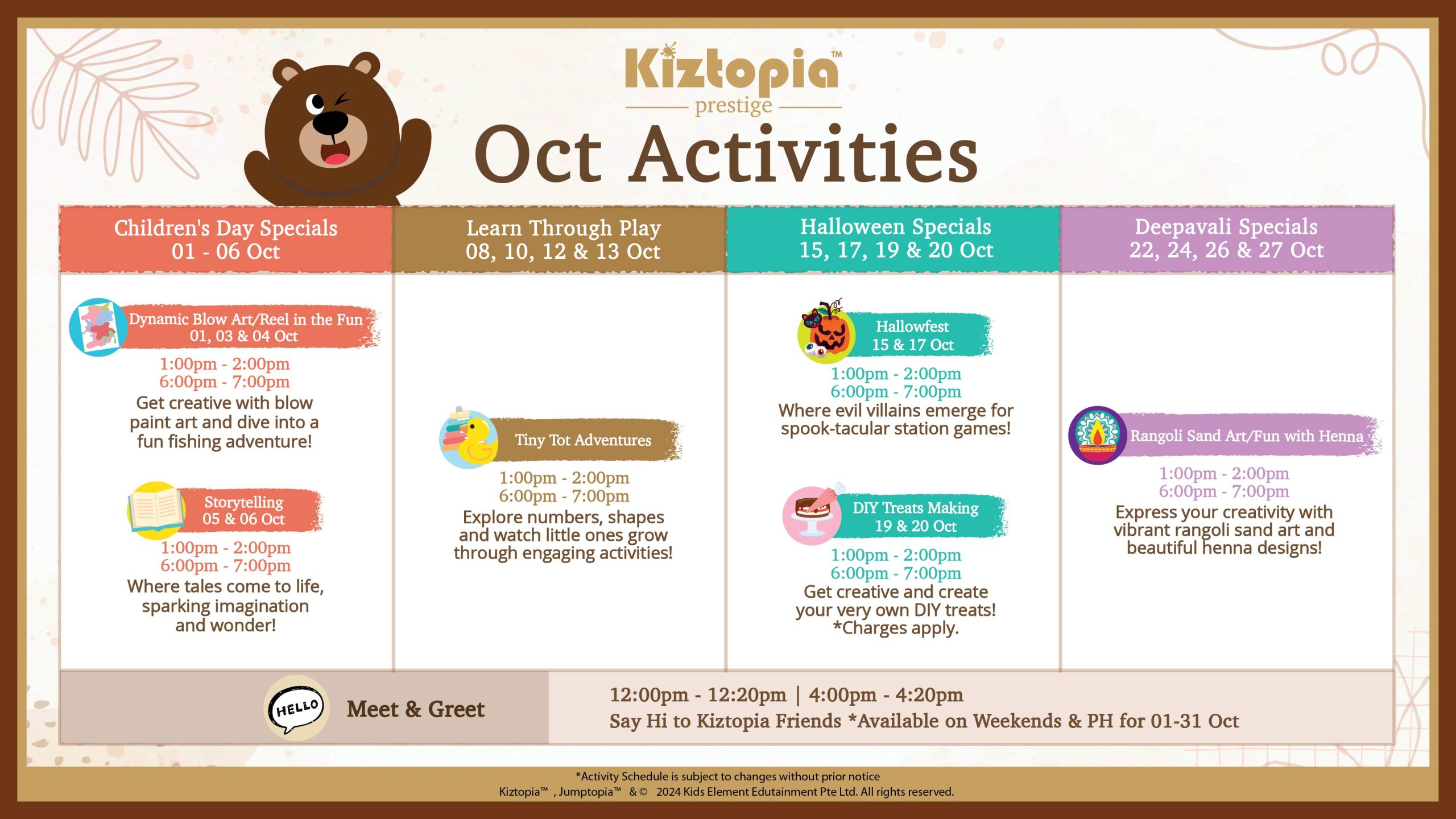 Kiztopia Prestige October Program